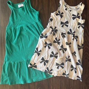 Girls' Green and White Bow Print Dresses